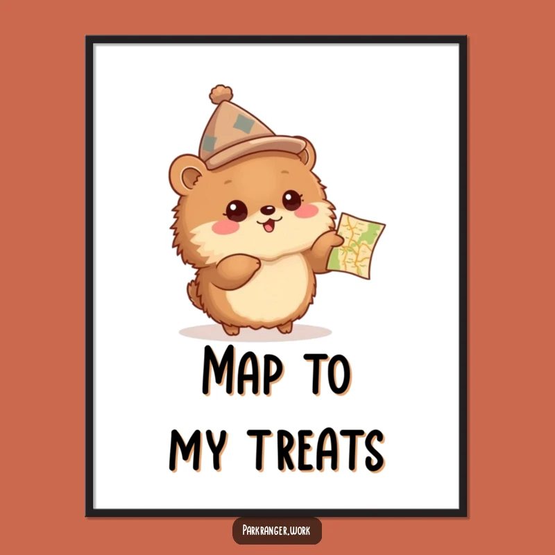 Funny Explorer Animal Poster: Adventure Map, Perfect Wall Art Gift